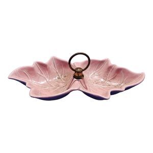 VTG California Pottery Pink Leaf Serving Dish